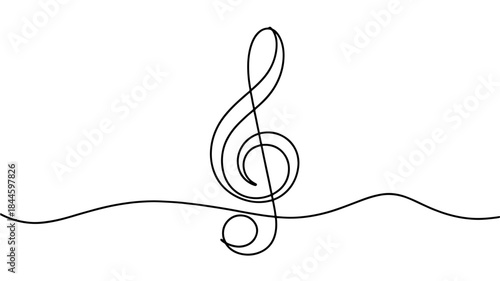  continuous line drawing of a treble clef symbol, also known as a G-clef