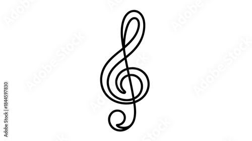  a minimalist, continuous line drawing of a treble clef symbol, also known as a G-clef