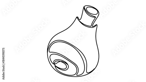  a minimalist, continuous line drawing of a piece of meat on the bone, likely a ham hock or a meat shank