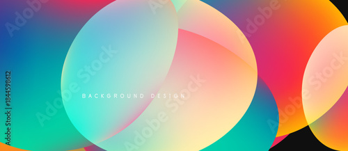 Abstract colorful circles overlap creating vibrant gradients. Modern design suitable for backgrounds, presentations, digital art.