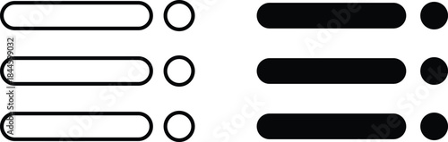menu icon set. Website navigation symbol. Hamburger web. List menu sign.  App burger icons. three horizontal bars. Squares dots and ellipsis
