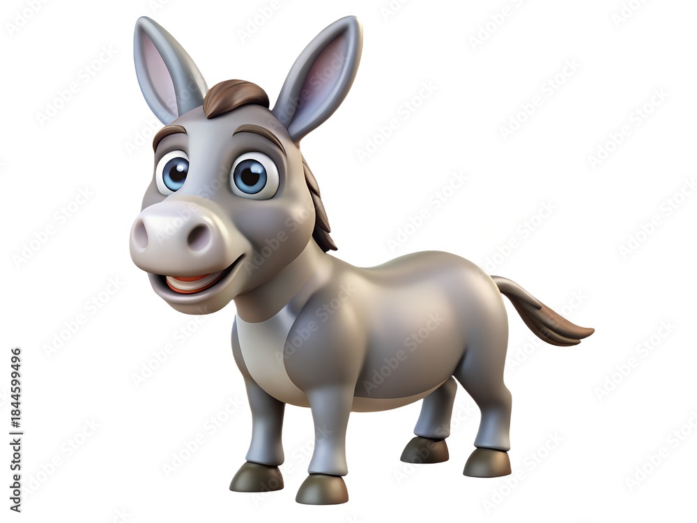 Fototapeta premium Adorable cartoon donkey character with a friendly expression and big eyes