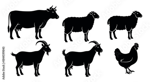Farm Animal Silhouettes A Collection of Livestock and Poultry Icons