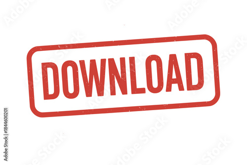 Red Download Stamp Graphic Element on Black Background Symbolizing Action and Urgency for Digital Content and Online Resources