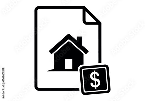 House document with dollar sign real estate property deed icon vector