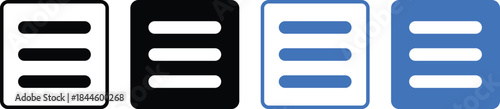 menu icon set. Website navigation symbol. Hamburger web. List menu sign.  App burger icons. three horizontal bars. Squares dots and ellipsis
