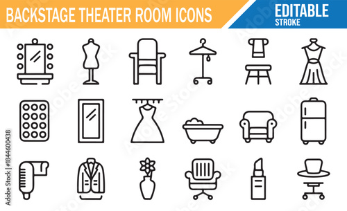 Editable stroke line icons for theater backstage.