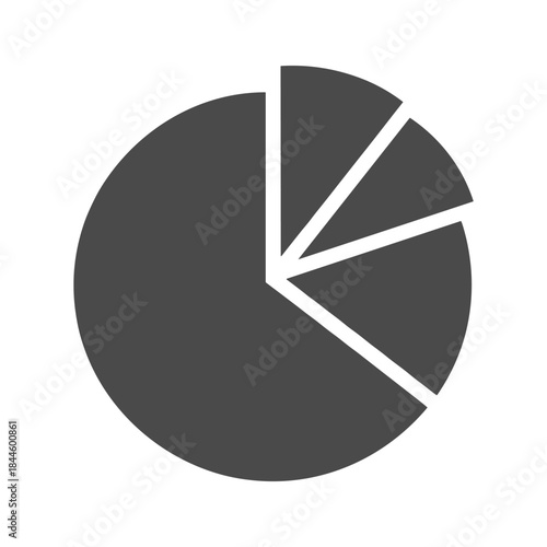 Dark gray pie chart with four slices on white background