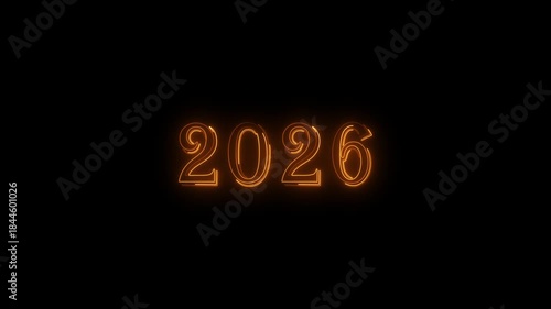 2026 neon line text. Abstract 2026 neon text animation, Glowing neon number text background. video animation . important year, important date 2026. Educational mathematics 2026 animation.