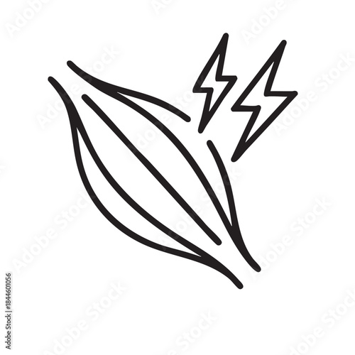 A simple black and white doodle illustration depicting lips with lightning bolts emanating from them