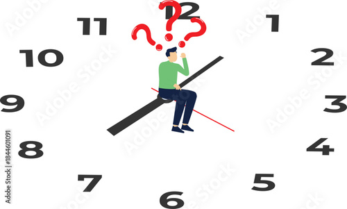 Life work balance image, businessman and clock, vector illustration, blue background stock illustration

