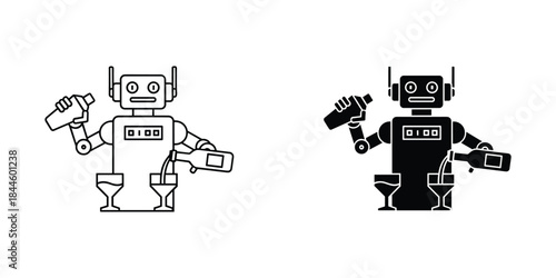 Two robots holding drinks