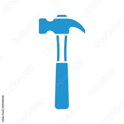 Blue hammer icon on white background