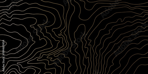 Topography gold lines, horizontal vector pattern