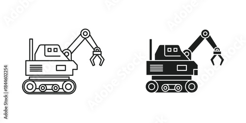 Two construction excavators working side by side