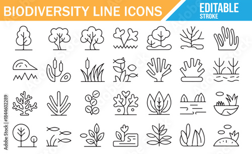 Minimalist line art for biology and ecology.