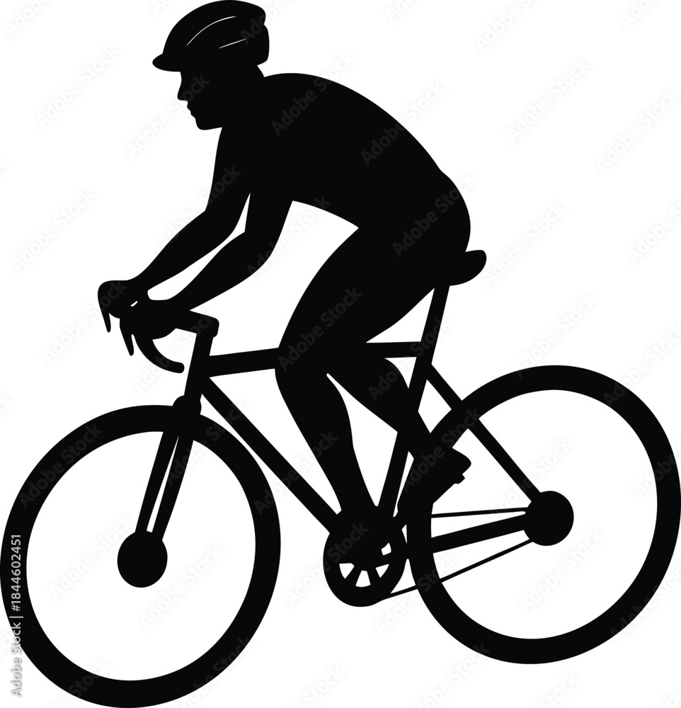 Fototapeta premium Bicycle riding silhouette silhouette vector illustration.