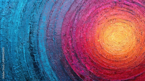 Colorful abstract artwork showing concentric circles in warm and cool tones