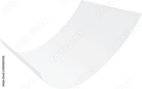 Realistic white paper flying in air, vector paper sheet, clear page document blank, letter or note floating on the wind