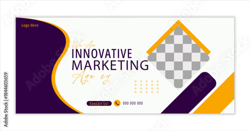 Facebook cover design template, Facebook cover banner post template, creative corporate Facebook cover, editable digital marketing cover design.