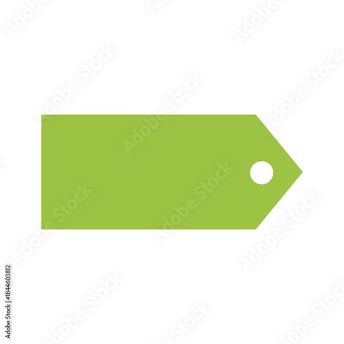 Green label or tag with a hole