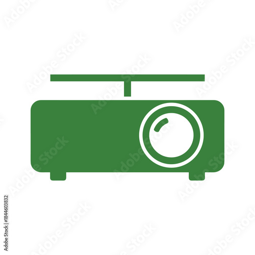 Simple green projector icon on white background