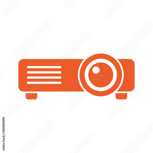 Modern projector icon with lens and controls