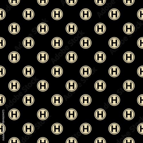 Helicopter landing pad seamless pattern isolated on black background