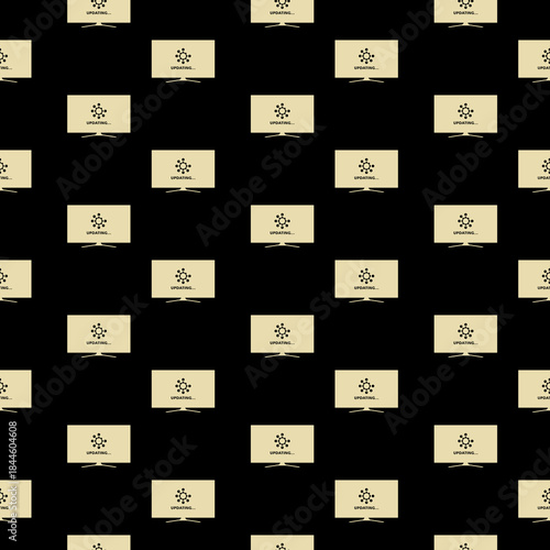 Computer monitor update process seamless pattern isolated on black background