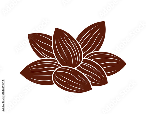 Illustration of Almonds. Components are clustered together.