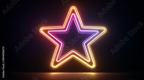 Neon star light display with glowing colors on dark background