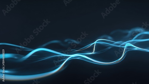 Abstract digital energy wave dynamic blue light on dark background