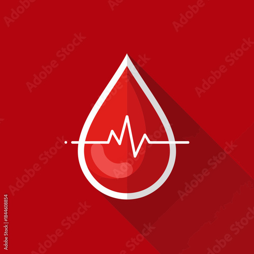 A Blood Drop with Pulse Wave Representing Health and Medical
