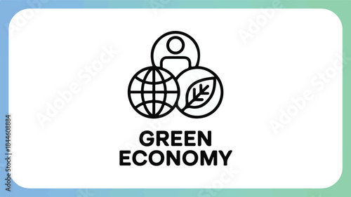 Global person leaf icon with text globe green economy