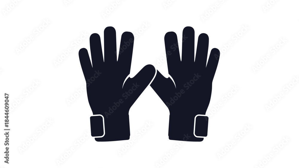 Obraz premium A silhouette illustration of a human hand in a black glove showing a finger gesture as a business symbol of help and care