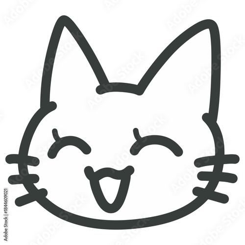 微笑んでいる白猫のイラスト