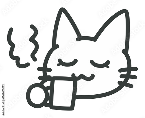 コーヒーを飲む猫のイラスト