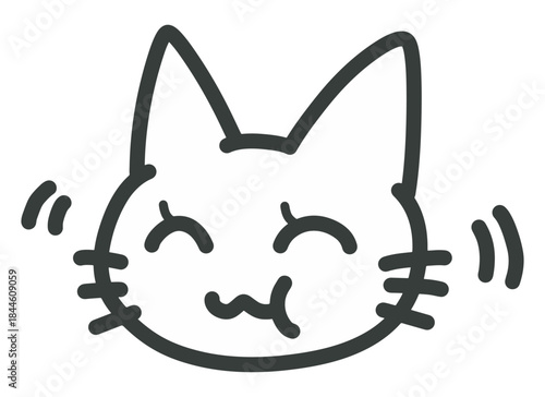 もぐもぐ食べる猫のイラスト