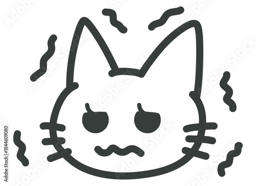 我慢している表情の猫のイラスト