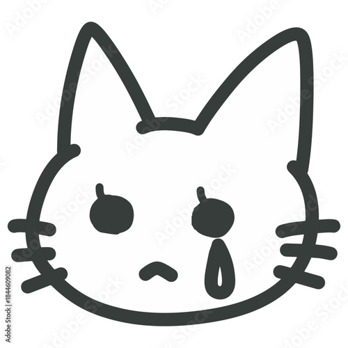 泣いている表情の猫のイラスト
