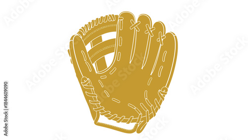 Golden Baseball Glove: A detailed golden illustration of a baseball glove, highlighting the craftsmanship and iconic design of this sports equipment.