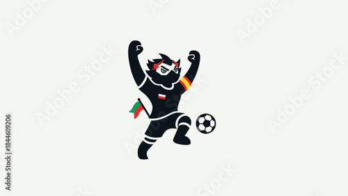Sports Mascot: A spirited mascot, exuding energy and enthusiasm, dribbles a soccer ball on a clean backdrop, capturing the essence of the game.