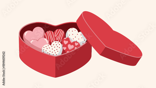 Sweet Sentiments: A heart-shaped box overflows with lovingly crafted heart-shaped chocolates, a sweet symbol of affection and appreciation.