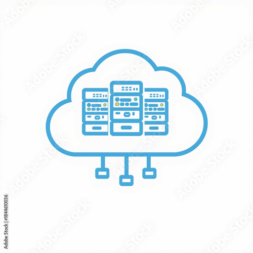 Cloud Data Servers: An illustration of cloud data servers, representing the modern concept of remote storage and data processing. It visually encapsulates the essence of cloud computing
