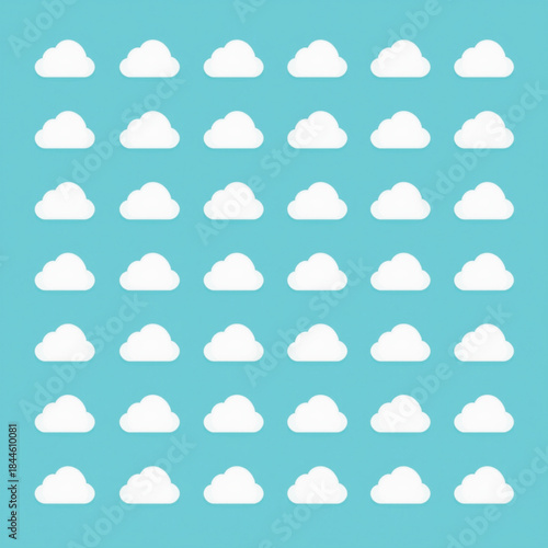 A seamless pattern featuring a cartoon cloudscape with a colorful set of weather icons on a blue sky vector illustration makes for a perfect summer design wallpaper