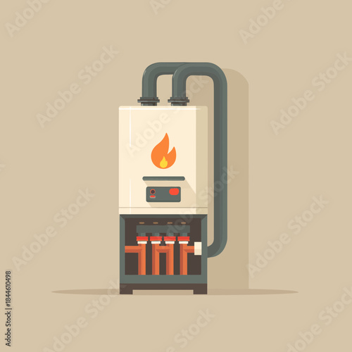A flat vector illustration of a residential heating furnace