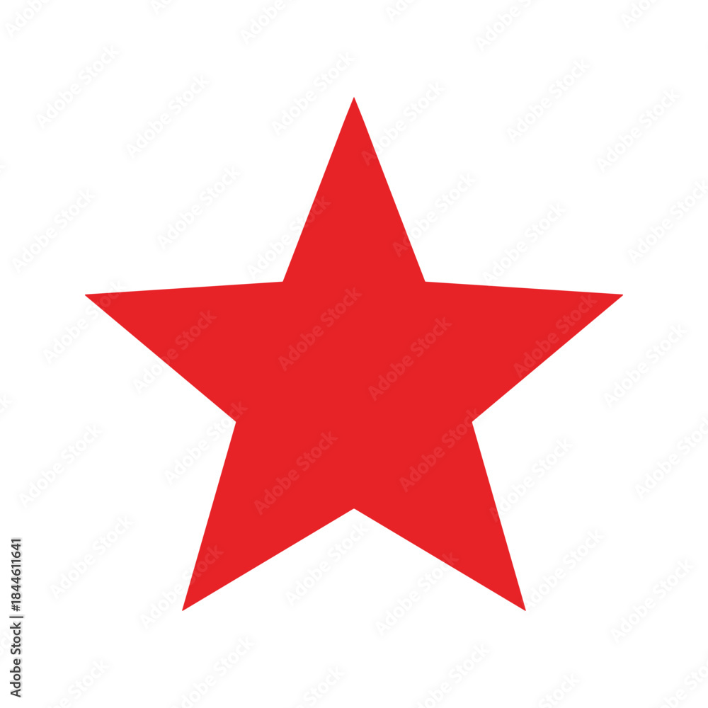 Fototapeta premium Bright red five pointed star on white background