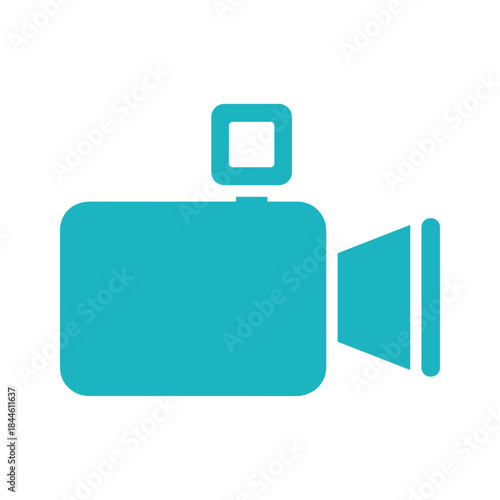 Simple video camera icon in teal color