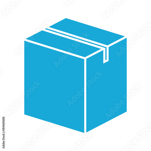 Blue box with white outline and open flap
