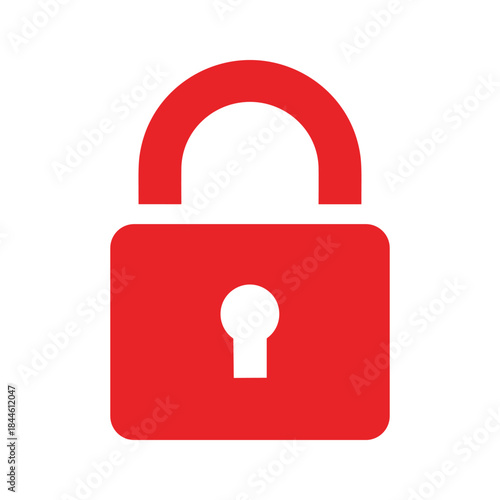 Unlocked red padlock icon representing security and access